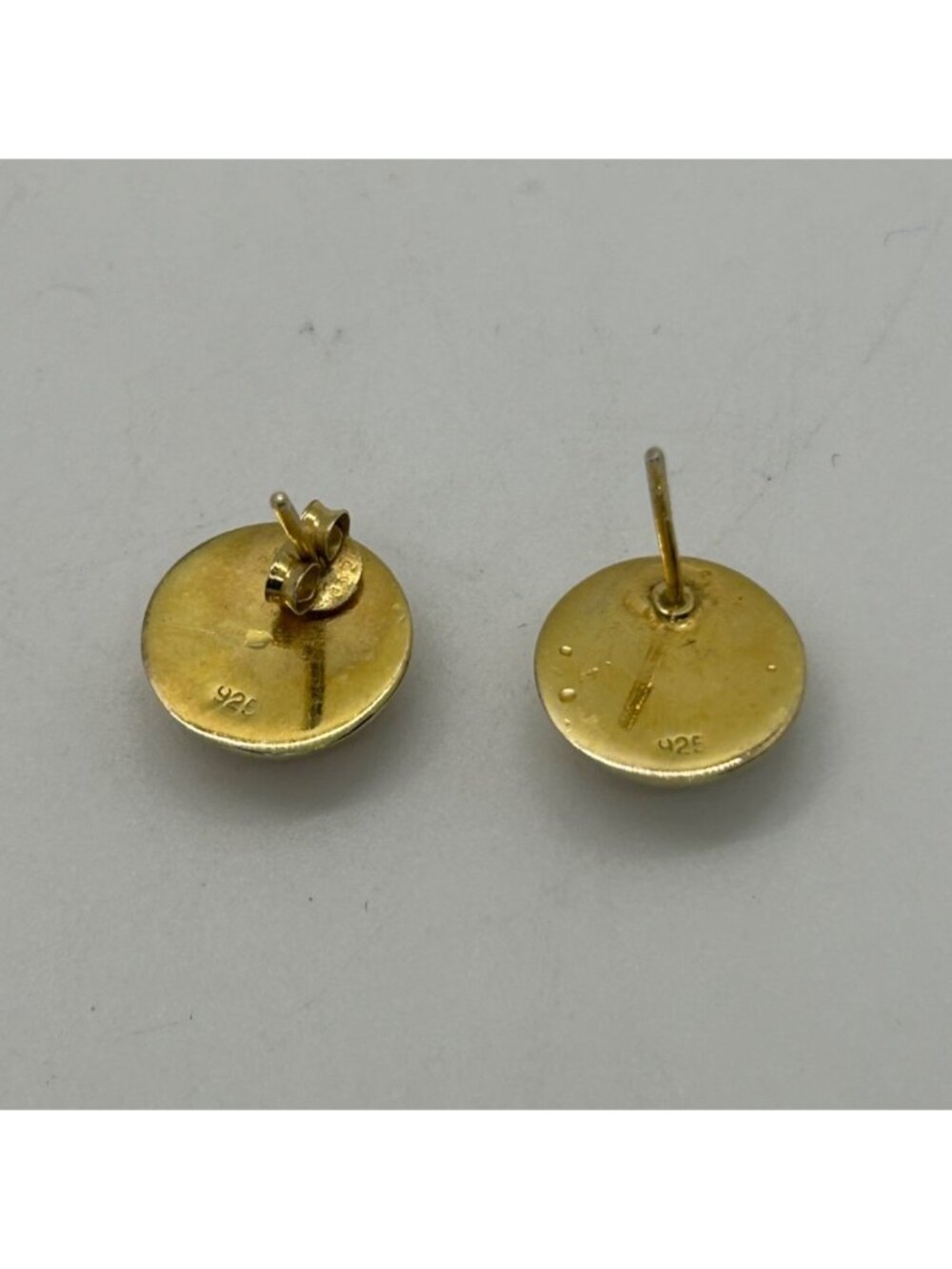 Gold Vermeil Over Sterling Silver Puffy Round Earrings 925 For Women Vintage REA - Picture 3 of 7